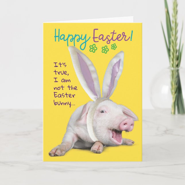 Carte Joli cochon De Pâques Avec Des Oreilles De Lapin P (Devant)