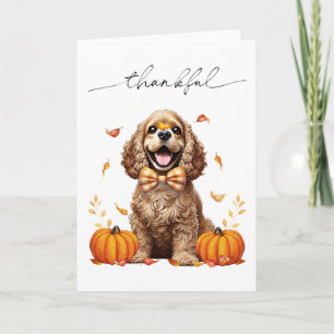 Carte Joli Cocker Spaniel Feuilles de l'automne Citrouil