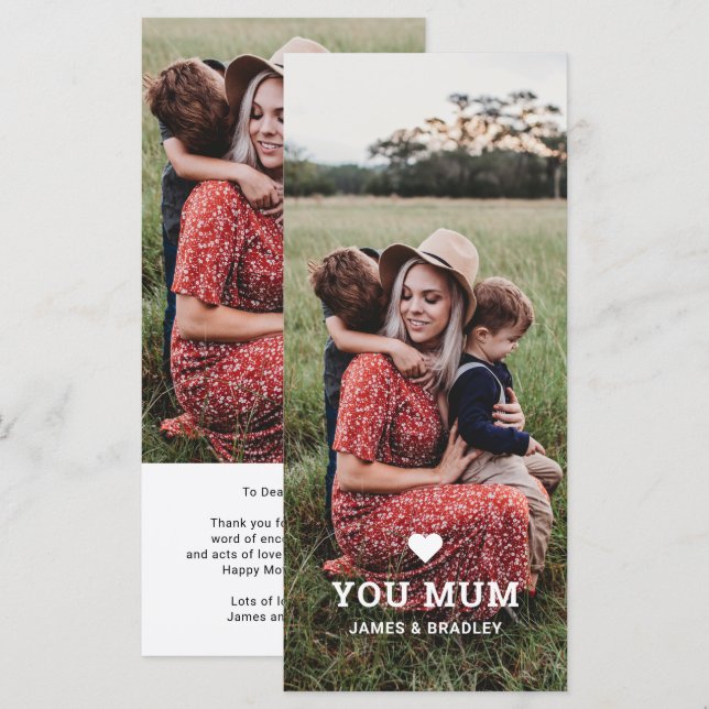 Carte Joli COEUR AMOUR POUR TOI MAMAN Photo de la fête d (Devant / Derrière)