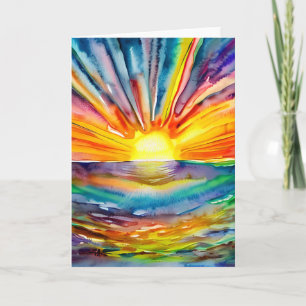 Carte Joli coucher de soleil coloré sur l'eau