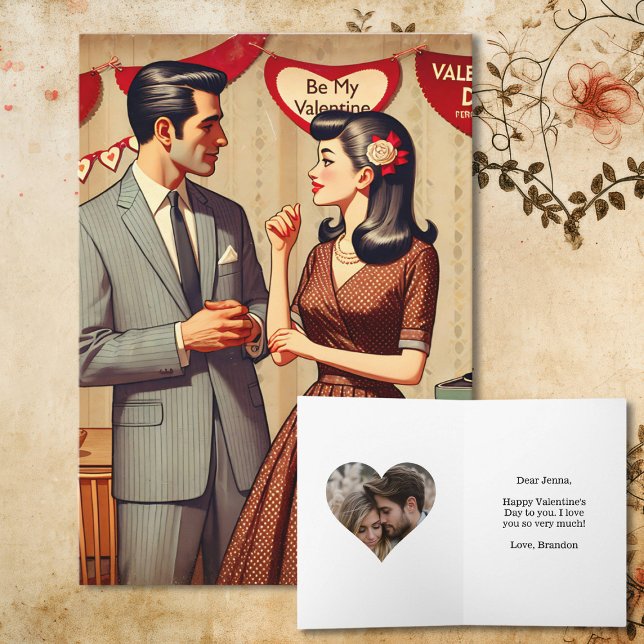 Carte Joli Couple Rétro Saint-Valentin Personnalisé (Créateur téléchargé)