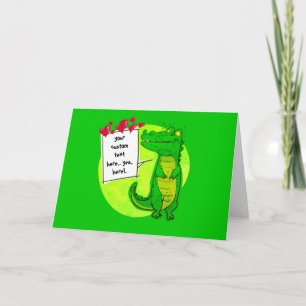 Carte joli crocodile drôle dessin animé avec les coeurs