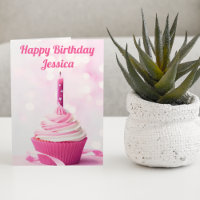 Joli Cupcake Rose Photo Personnalisé Joyeux Annive