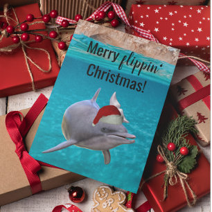 Carte Joli Dauphin Océan Noël Père Noël