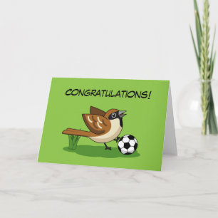Carte Joli Dessin De Caricature Sparrow Jouer Au Footbal