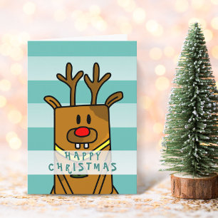 Carte Joli dessin de cerf rigolo Joyeux Noël