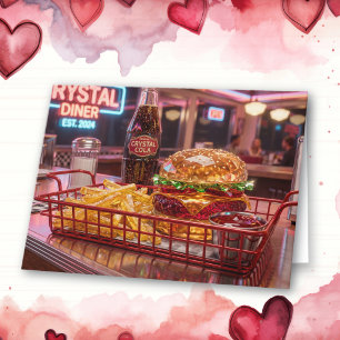 Carte Joli diner rétro Joyeuse Saint-Valentin