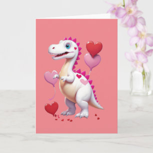 Carte Joli dinosaure blanc pour la Saint-Valentin