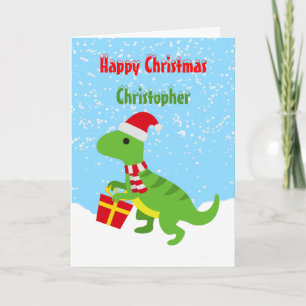 Carte Joli Dinosaure de Noël T Rex
