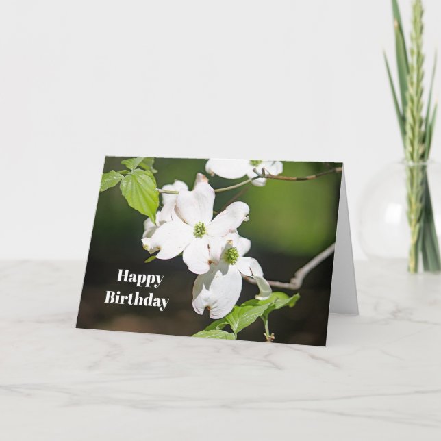 Carte Joli Dogwoods Blanc Flore Photo Anniversaire (Devant)