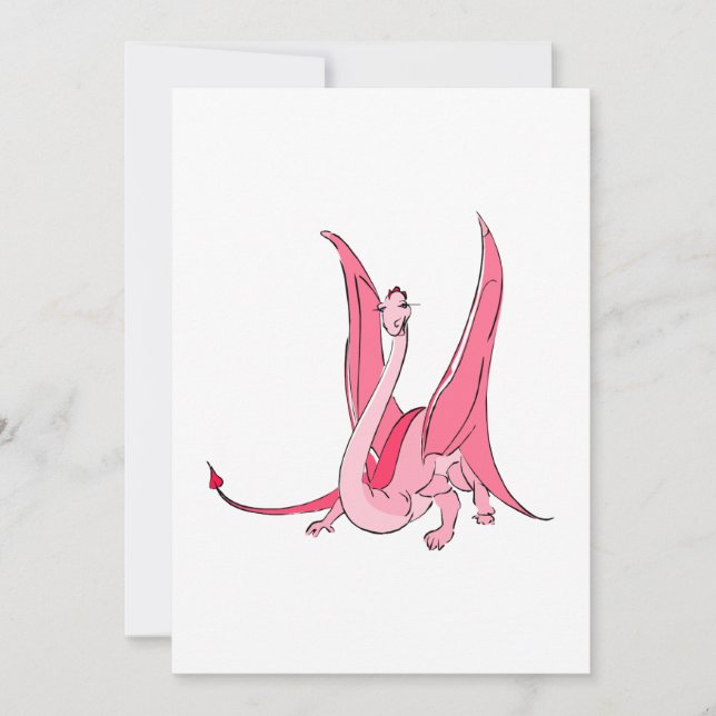 Carte Joli Dragon Imaginaire Rose (Devant)