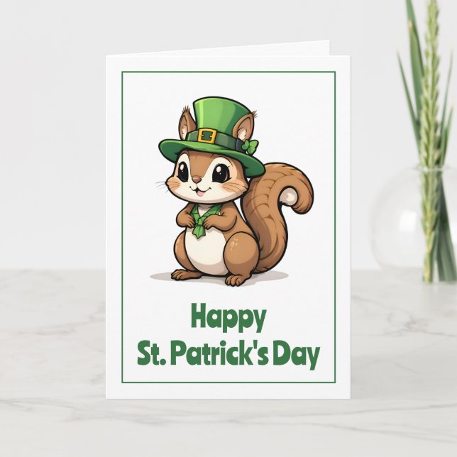 Carte Joli écureuil de la Saint Patrick avec Casquette v (Devant)