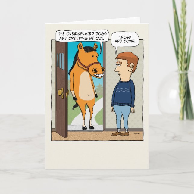 Carte Joli et drôle Cheval confus Anniversaire (Devant)