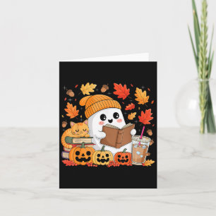 Carte Joli fantôme lisant les amoureux de livres automne