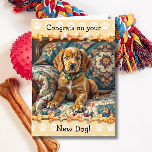 Carte Joli Félicitations pour votre nouveau chien Setter (Créateur téléchargé)