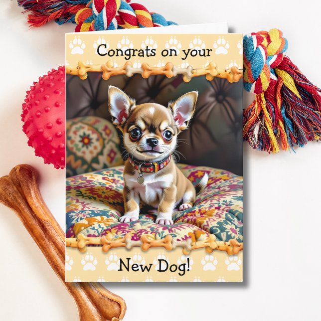 Carte Joli Félicitations pour votre nouveau chiot Chihua (Créateur téléchargé)