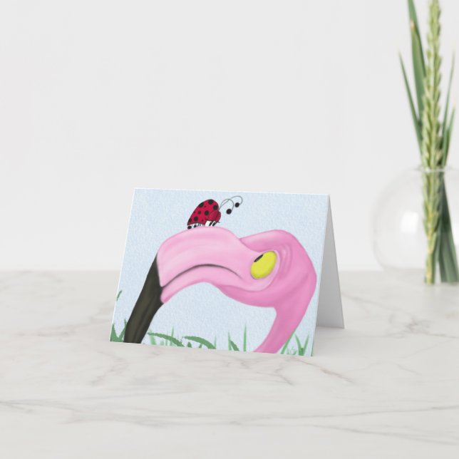 Carte Joli Flamant rose rose (Devant)
