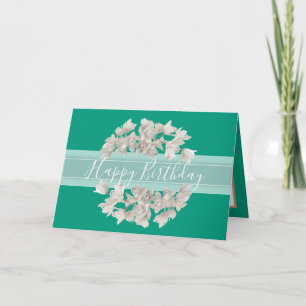 Carte Joli floral blanc orchidée Bouquet Anniversaire
