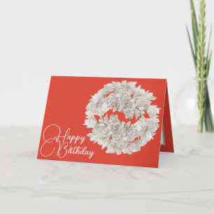 Carte Joli Floral Blanc Orchidée Fleur Garland Anniversa