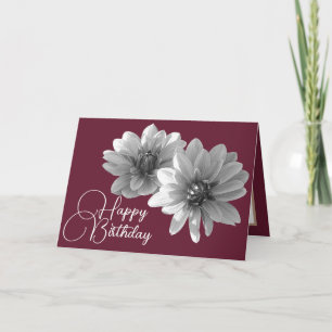 Carte Joli Floral Elegant Dahlia Fleur Rouge Anniversair
