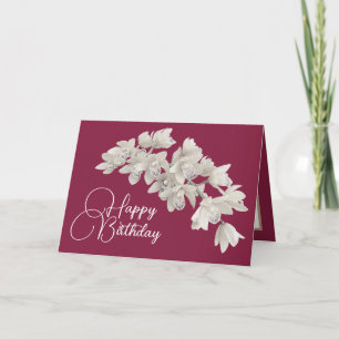 Carte Joli Floral Moderne Orchidée Fleur rose Anniversai