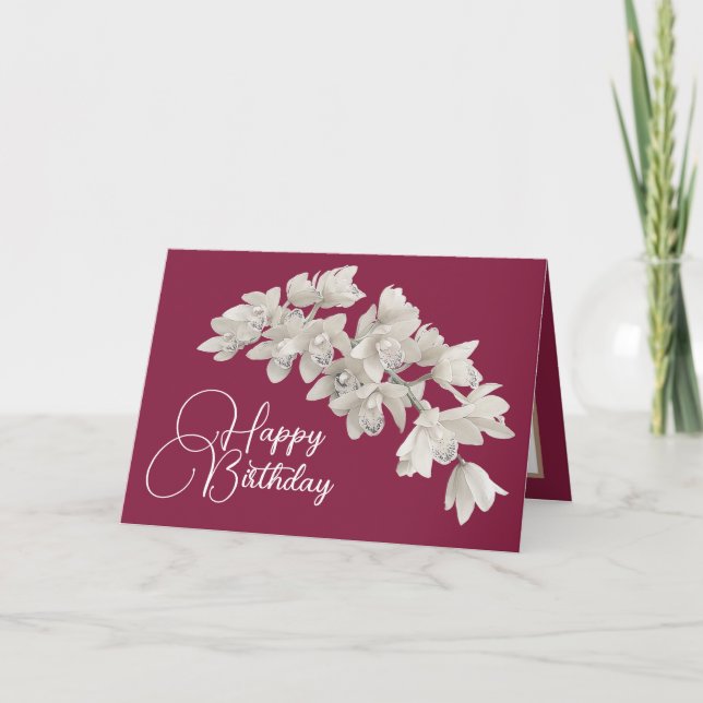 Carte Joli Floral Moderne Orchidée Fleur rose Anniversai (Devant)