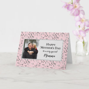 Carte Joli Floral MOMMA Photo Joyeuse Fête des mères
