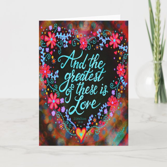 Carte Joli Floral Plus grand est Love Heart (Devant)