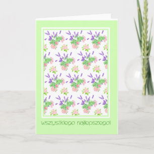 Carte Joli Floral Polonais Salutation Langue Anniversair