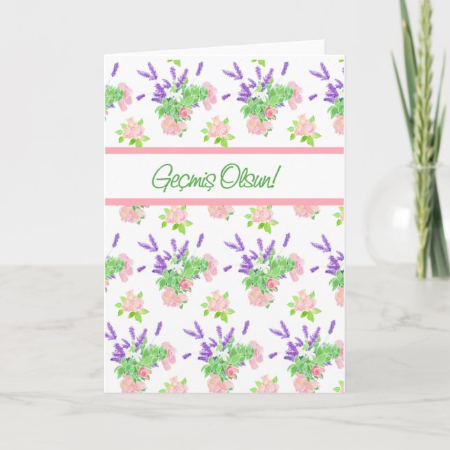 Carte Joli Floral Turc Salutation Se Bien (Devant)