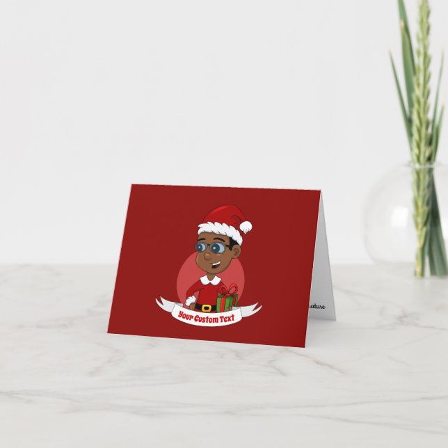 Carte Joli garçon de Noël afro-américain avec lunettes (Devant)