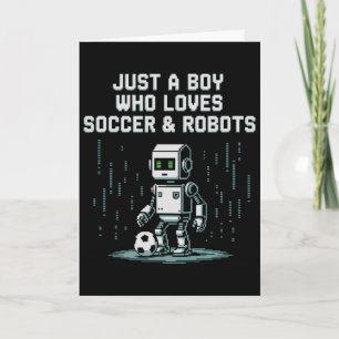 Carte Joli garçon qui aime les robots de football jouera