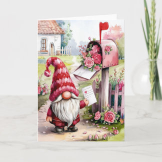 Carte Joli gnome de la Saint-Valentin au boîtier de boît