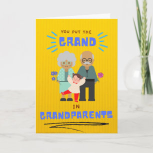 Carte Joli Grand-Parents Jour Danse Petit-Enfant Fleur G