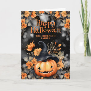 Carte Joli Halloween Citrouille Fantôme photo Happy