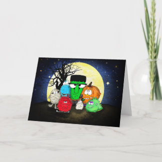 Carte Joli Halloween des monstres mignons