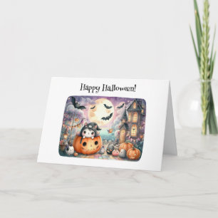 Carte Joli Halloween Kawaii Salutation