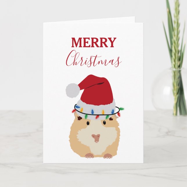 Carte Joli Hamster Funny Animal Santa Chapeau Noël (Devant)