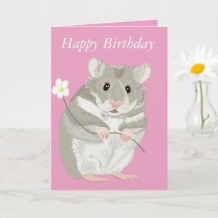 Carte Joli Hamster Gris et Blanc avec