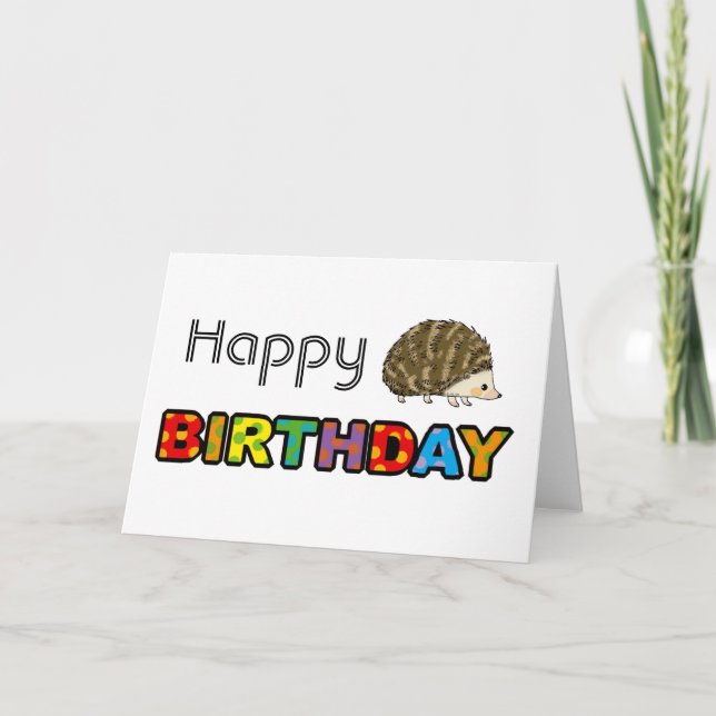 Carte Joli hérisson d'anniversaire (Devant)