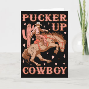 Carte Joli Howdy Western Saint-Valentin Pucker Up Cowboy