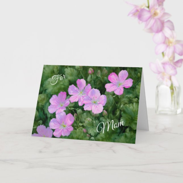 Carte Joli Jardin aux Fleurs Roses Art Fête des Mères (Orchidée)