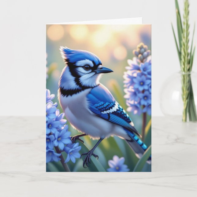 Carte Joli Jay et Lilacs Bleus | Bonne journée (Devant)