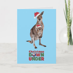 Carte Joli Kangourou Noël Vacances