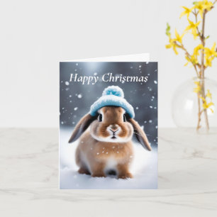 Carte Joli lapin dans un Casquette Bobble Own ART Noël