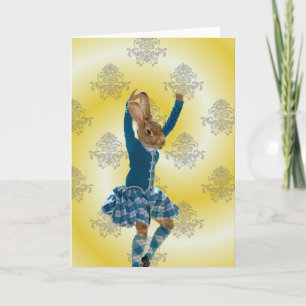 Carte Joli lapin Danseur écossais des montagnes