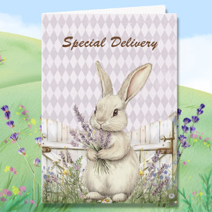 Carte Joli lapin de Pâques avec livraison spéciale de la