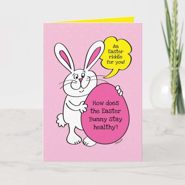 Carte Joli Lapin De Pâques Drôle Riddle De Pâques Pour L (Devant)