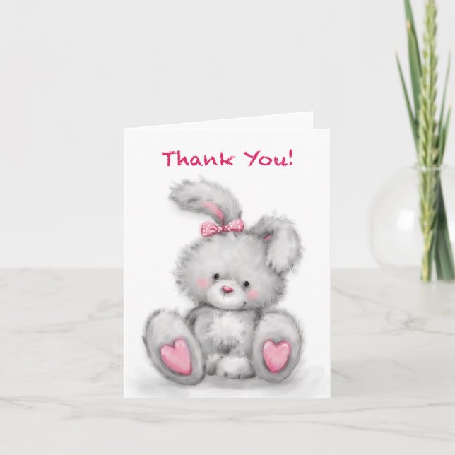 Carte Joli lapin disant "Merci". (Devant)