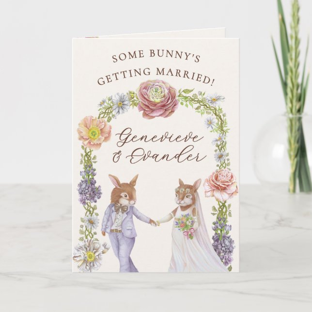 Carte Joli lapin Floral Lapin Mariage Félicitations (Devant)